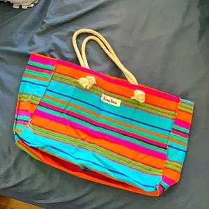 VINTAGE NEIMAN MARCUS NEON STRIPED BEACH PURSE 😍
